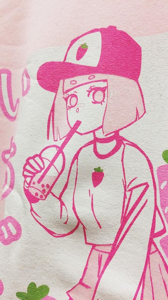 'ICHIGO MILK TEA / いちごミルク/ Strawberry Milk Tea Sweater Pink by Fawnbomb - peachiieshop