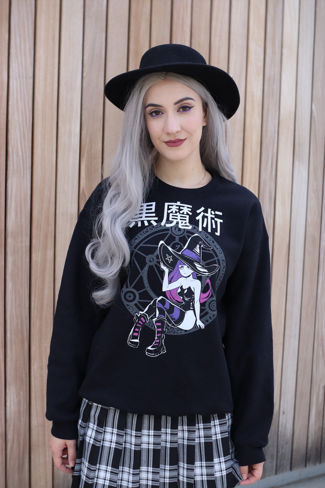 'BLACK MAGIC' Sweater // 黒魔術 Kuromajutsu Black Long Sleeve Pullover Sweater by Fawnbomb - peachiieshop