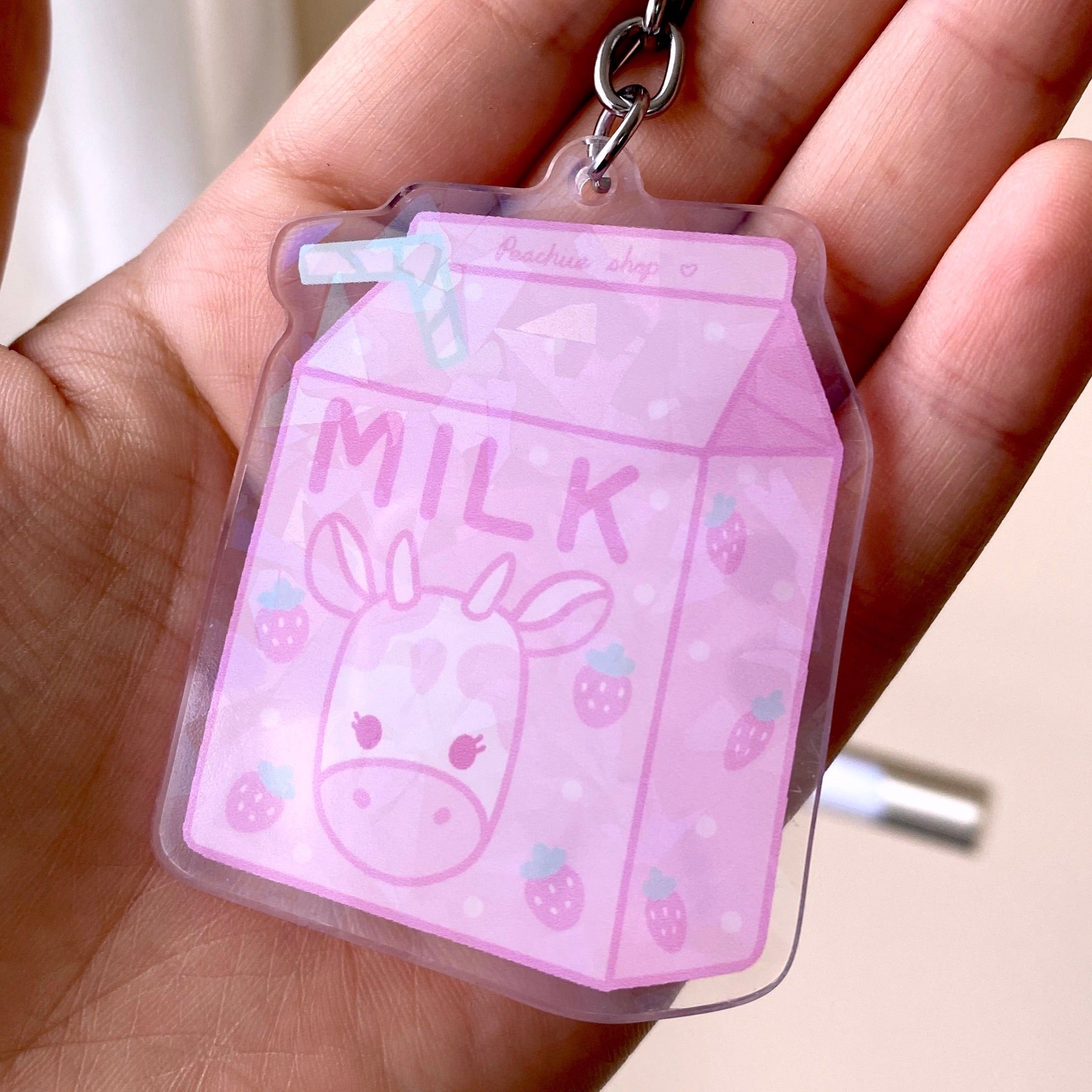 Strawberry Cow Holographic Charm