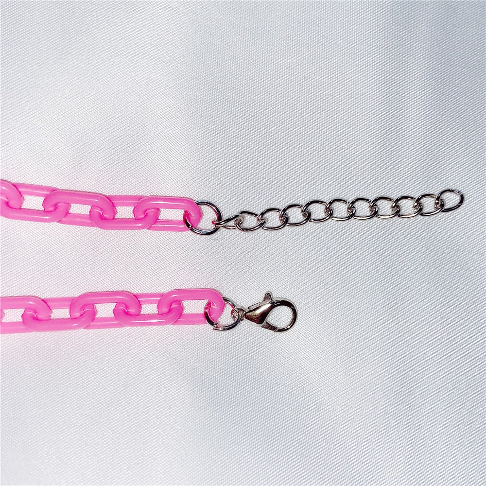 Pink Cherry Acrylic Chain Necklace