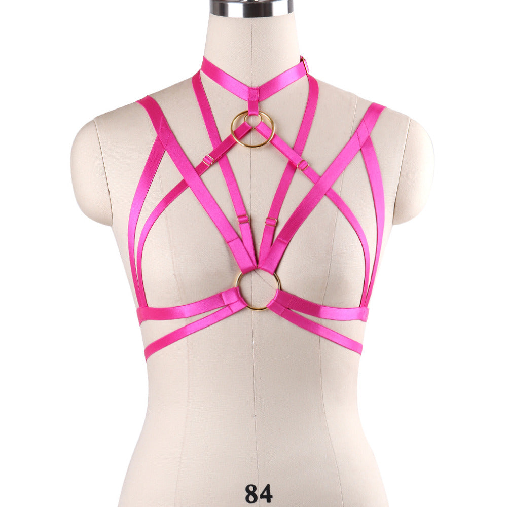 'Evalynn' O-Ring Stretchy Cage Bra Harness 9 colours - peachiieshop