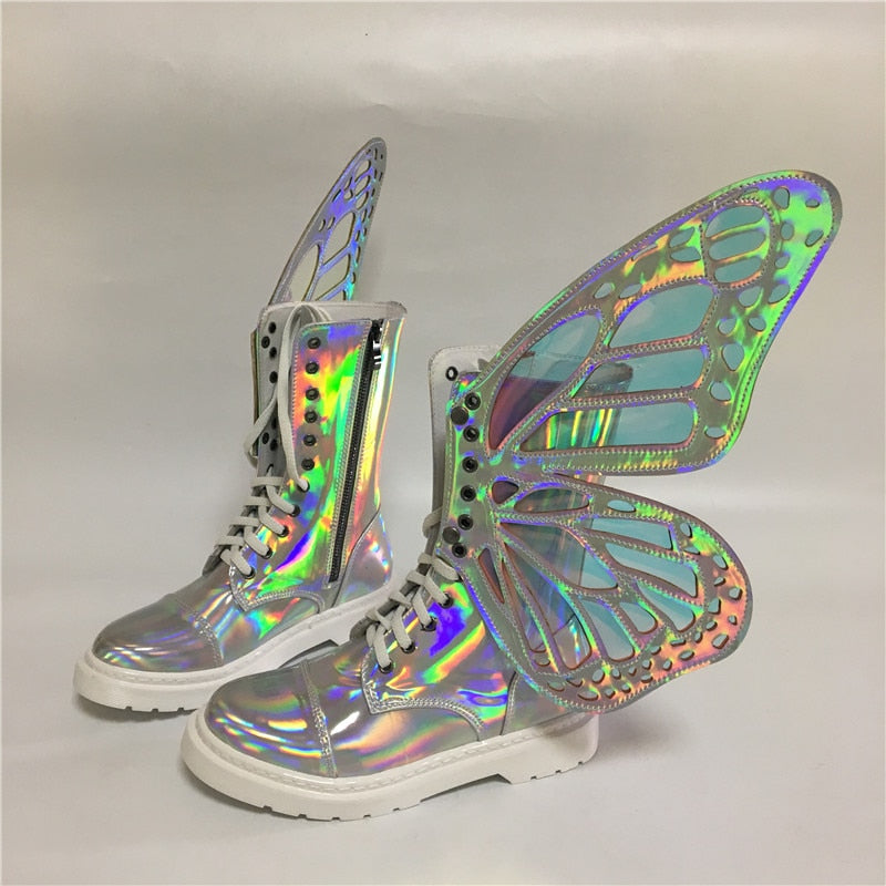 HOLO BUTTERFLY Rainbow Sneaker Boots - peachiieshop