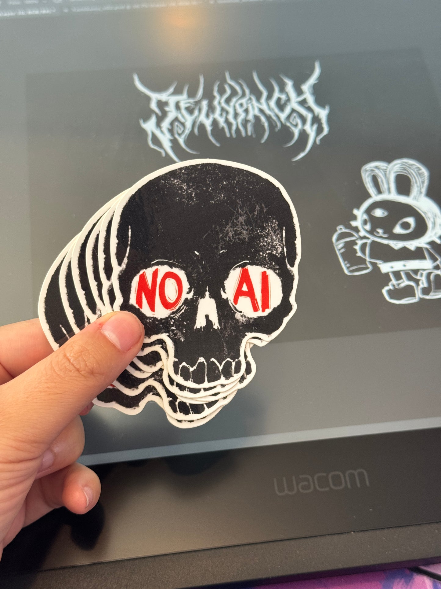 NO AI Skull Sticker