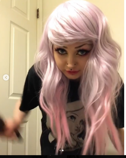 PINK MOON Wig Harajuku Kawaii Cute Fluffy Wavy Curly Long Pastel Emo Pinky - peachiieshop