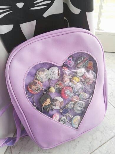 Kawaii Cute Harajuku Sparkly Glitter Heart Anime Pocket Itabag Ita Bag Backpack - peachiieshop