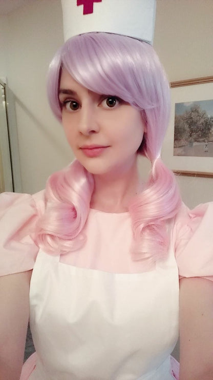 Kawaii Cute Soft Pink Pastel Harajuku Curly Sugar Wavy Ombre Lavender Wig - peachiieshop