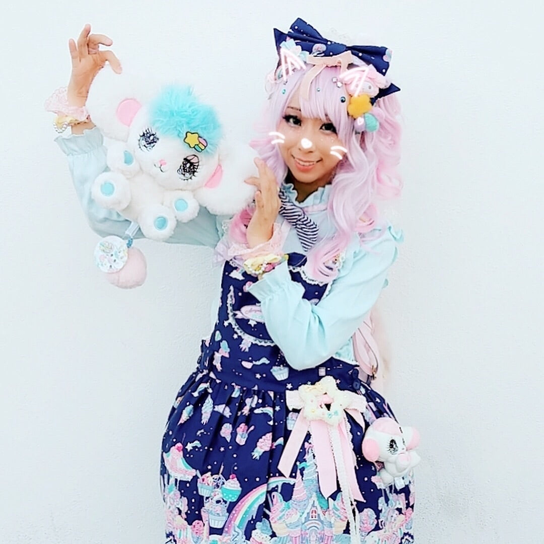 PINK MOON Wig Harajuku Kawaii Cute Fluffy Wavy Curly Long Pastel Emo Pinky - peachiieshop