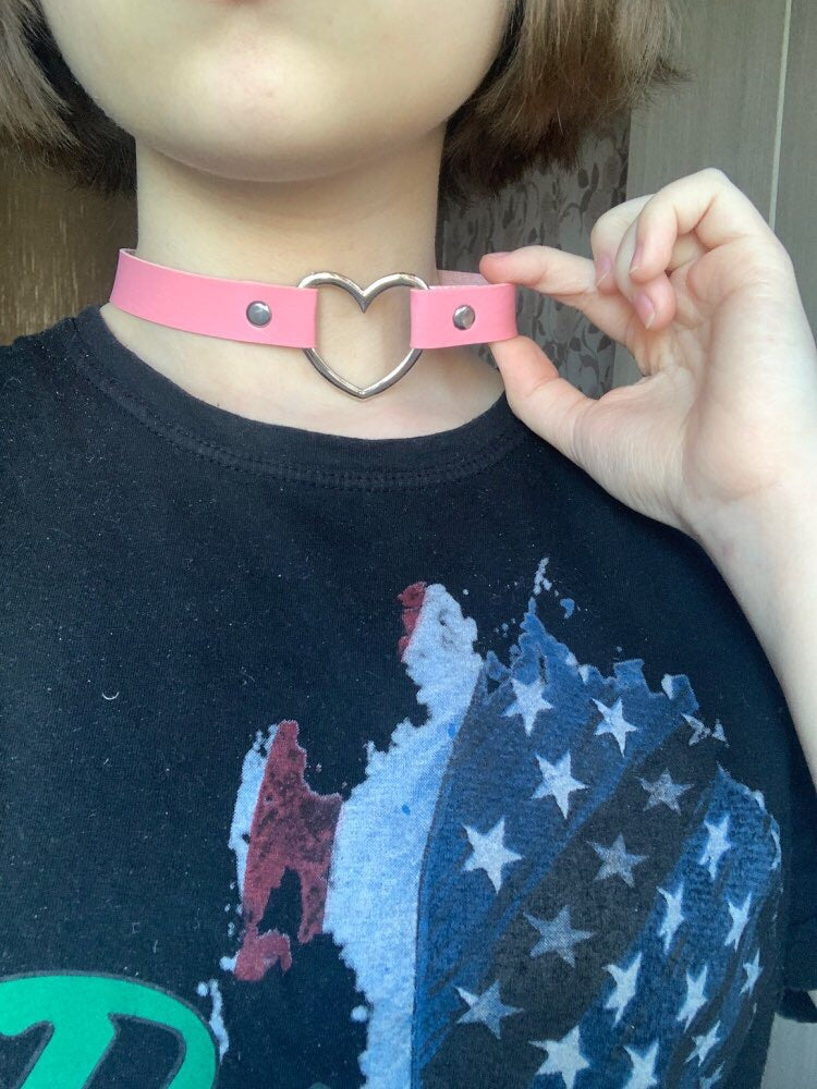 Pastel Goth Heart Choker (5 colours) - peachiieshop