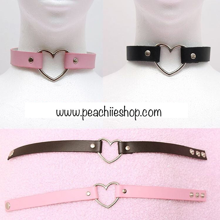 Pastel Goth Heart Choker (5 colours) - peachiieshop