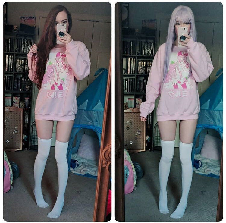 'ICHIGO MILK TEA / いちごミルク/ Strawberry Milk Tea Sweater Pink by Fawnbomb - peachiieshop