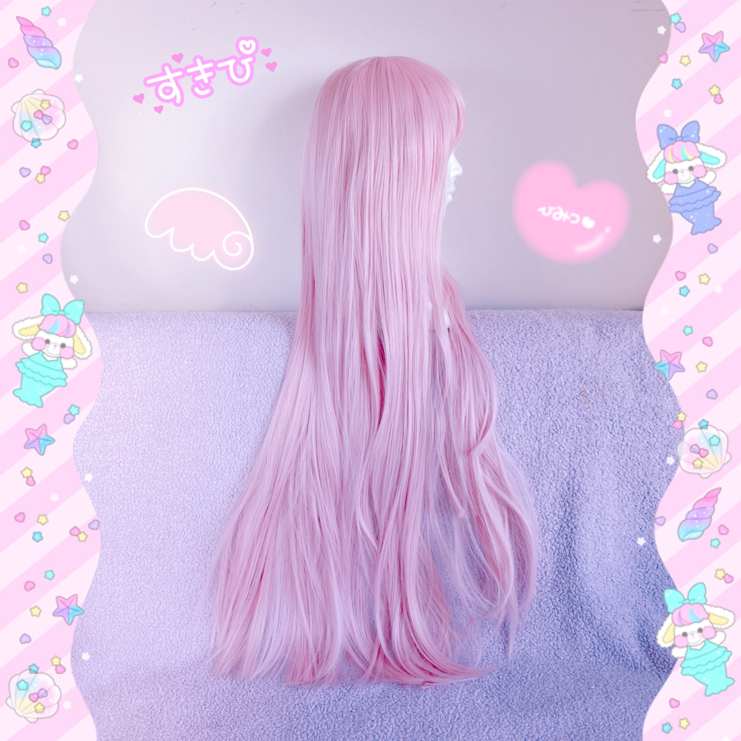 Fairy Pink Wig with Straight Bangs