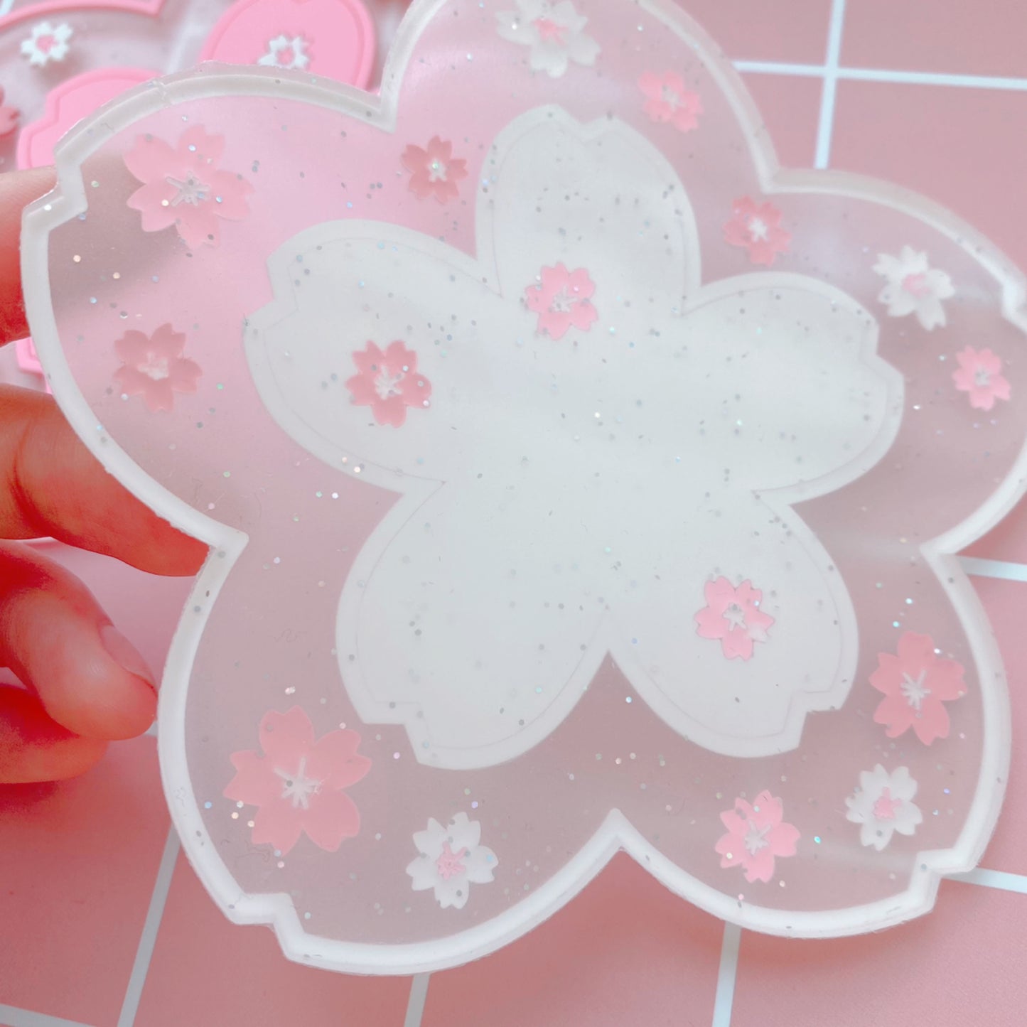 Glitter Sakura Coasters (Set of 2)