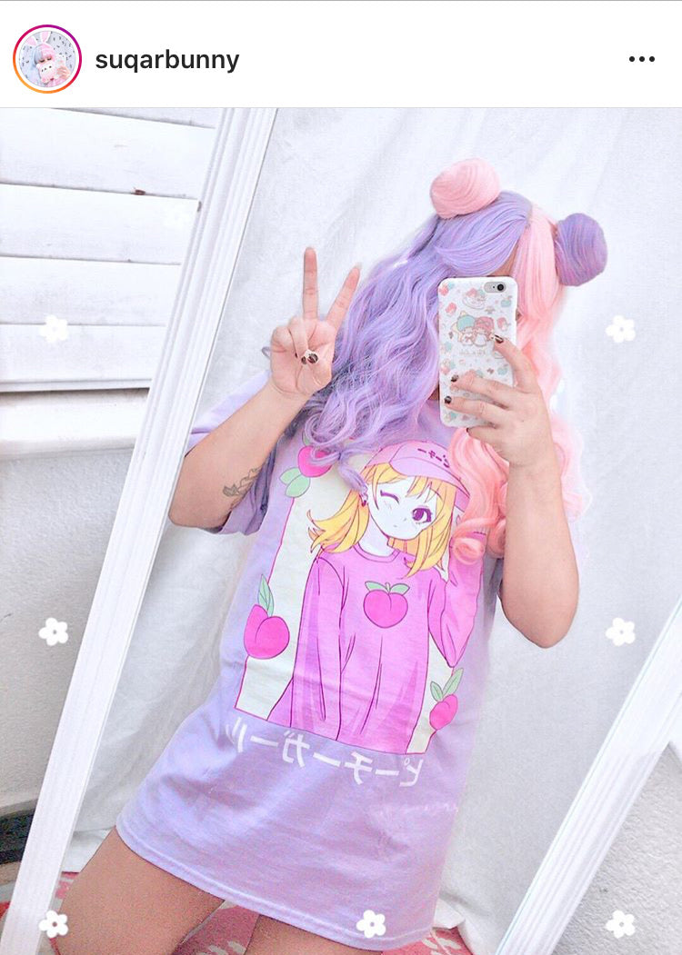 Peachiie Girl T-Shirt (Lilac) by fawnbomb - peachiieshop