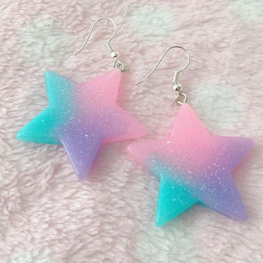 Glitter Star Pastel Rainbow Earrings - peachiieshop