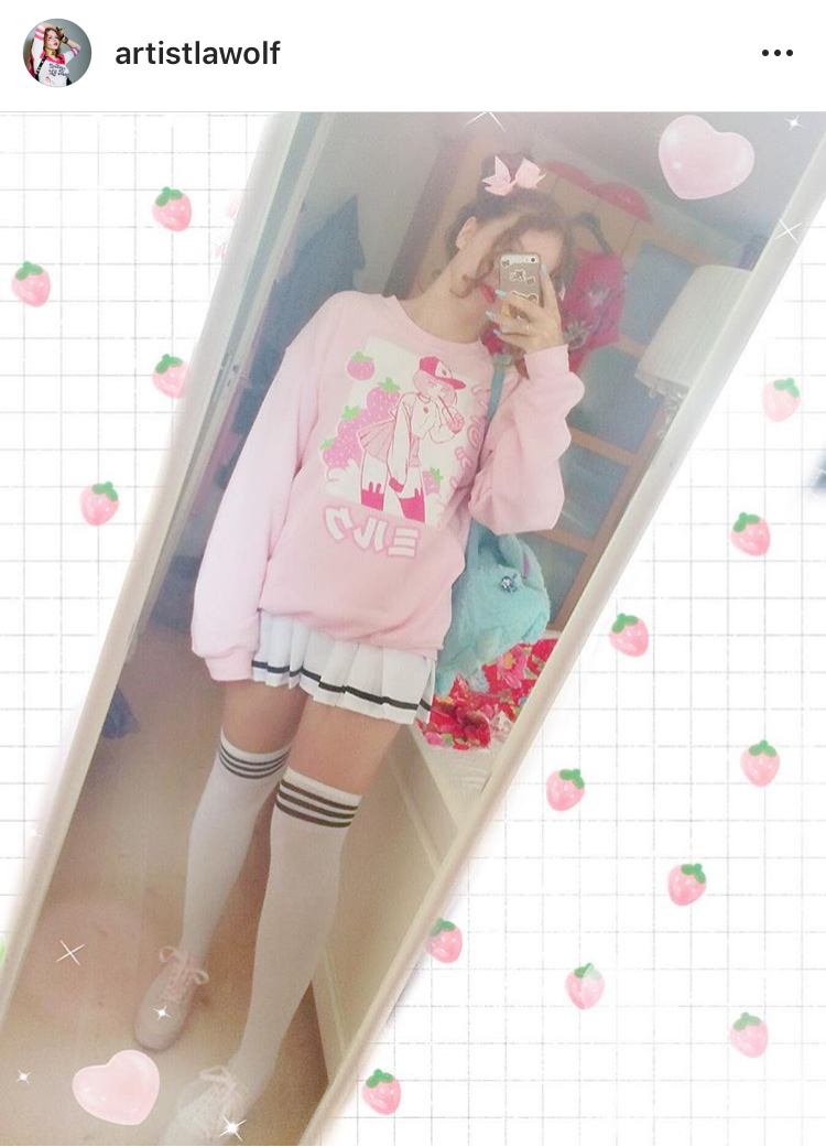 'ICHIGO MILK TEA / いちごミルク/ Strawberry Milk Tea Sweater Pink by Fawnbomb - peachiieshop