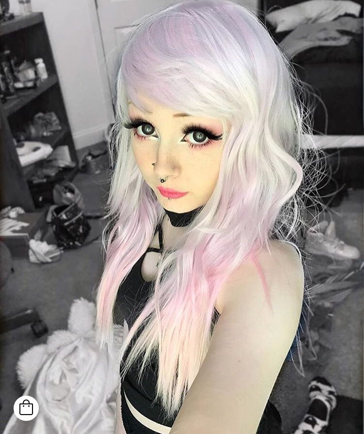 PINK MOON Wig Harajuku Kawaii Cute Fluffy Wavy Curly Long Pastel Emo Pinky - peachiieshop