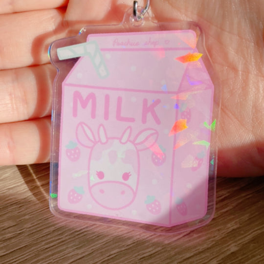 Strawberry Cow Holographic Charm