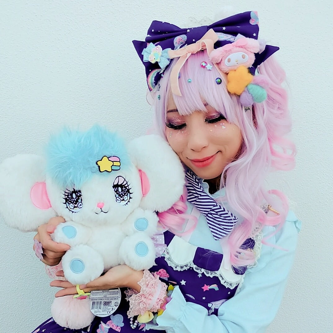 PINK MOON Wig Harajuku Kawaii Cute Fluffy Wavy Curly Long Pastel Emo Pinky - peachiieshop