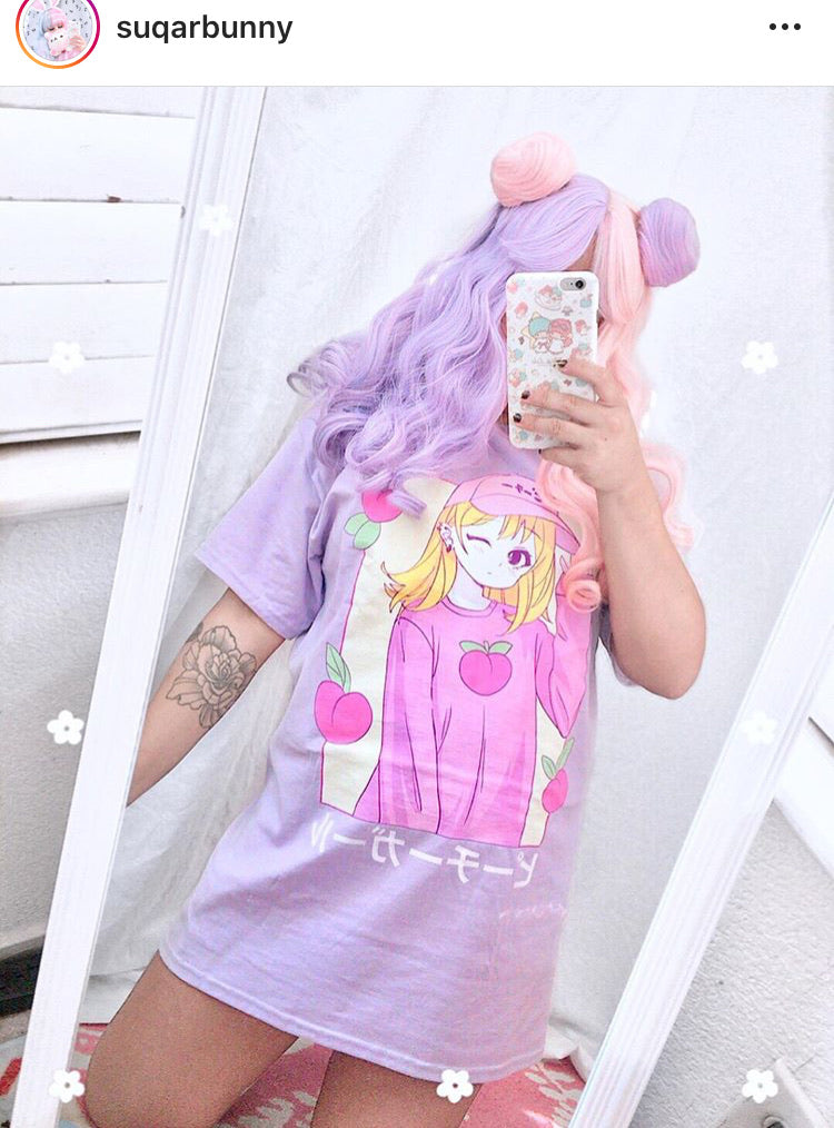 Peachiie Girl T-Shirt (Lilac) by fawnbomb - peachiieshop