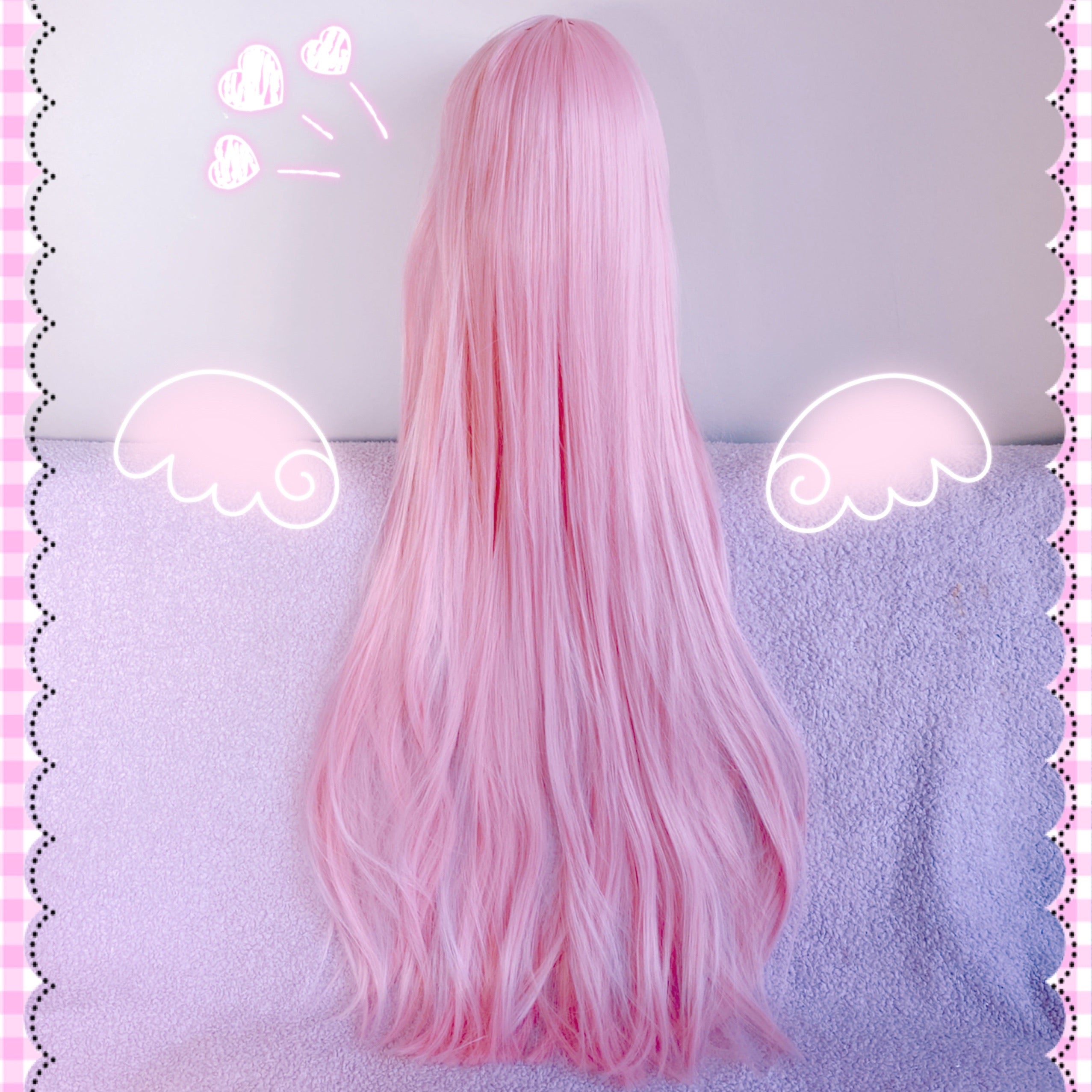 Fairy Pink Wig with Straight Bangs