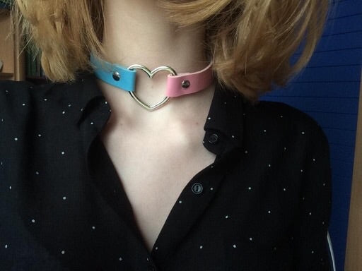 Pastel Goth Heart Choker (5 colours) - peachiieshop