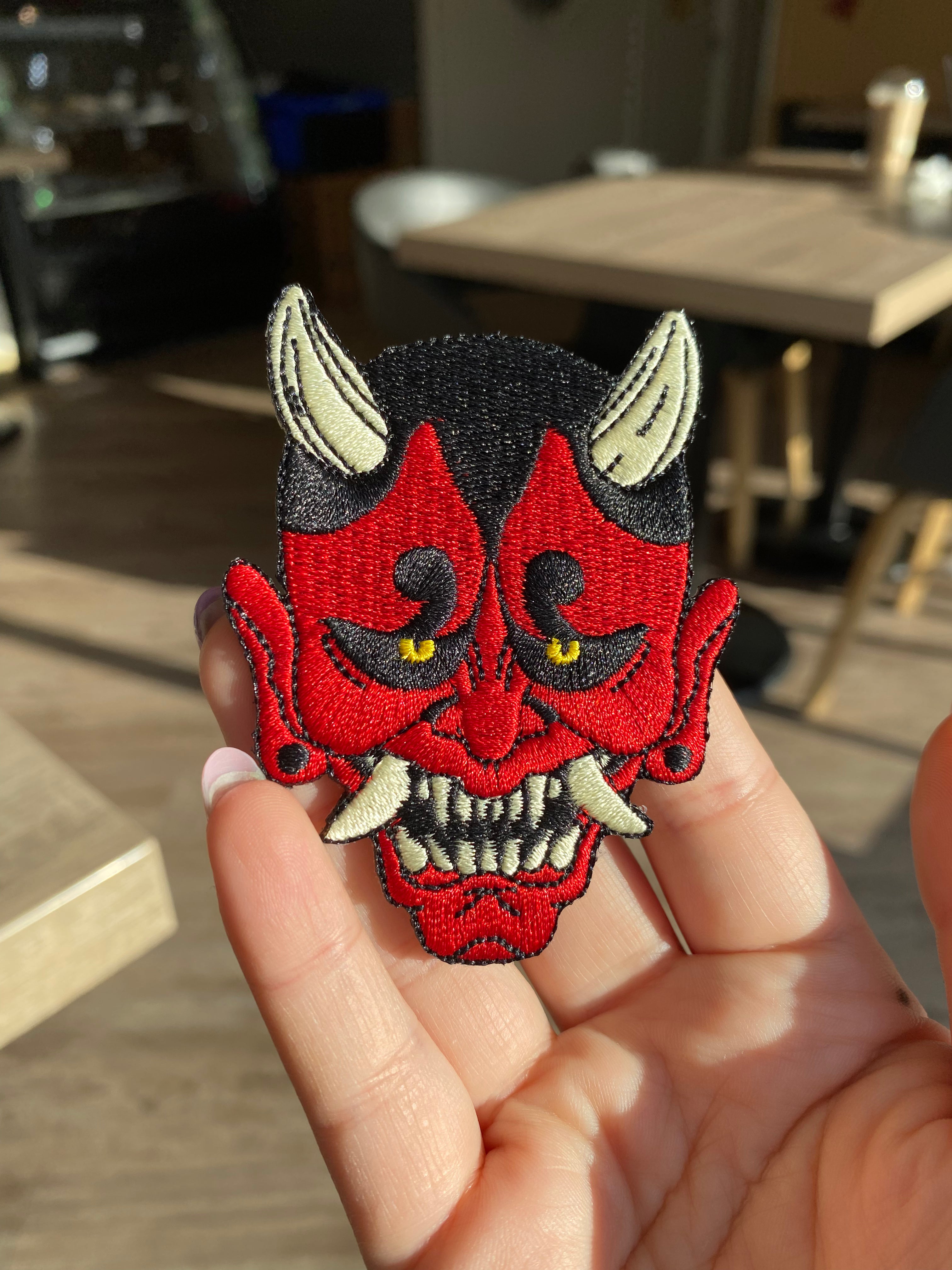 Red Oni Demon Iron On Patch