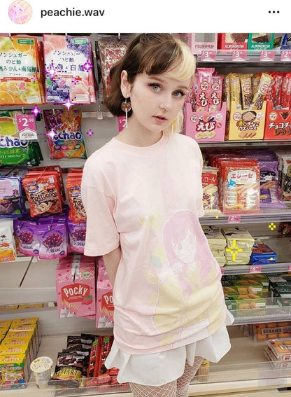 Lemonade Crush Tee by fawnbomb HARAJUKU pink fairy kei yume kawaii Shirt Original Art - peachiieshop