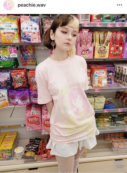 Lemonade Crush Tee by fawnbomb HARAJUKU pink fairy kei yume kawaii Shirt Original Art - peachiieshop