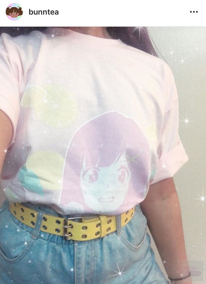 Lemonade Crush Tee by fawnbomb HARAJUKU pink fairy kei yume kawaii Shirt Original Art - peachiieshop