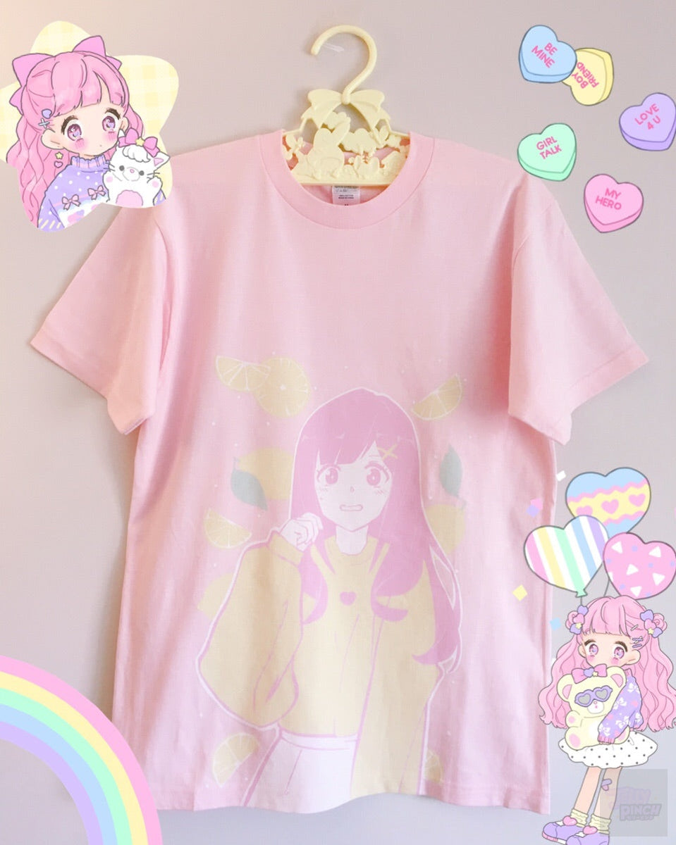 Lemonade Crush Tee by fawnbomb HARAJUKU pink fairy kei yume kawaii Shirt Original Art - peachiieshop