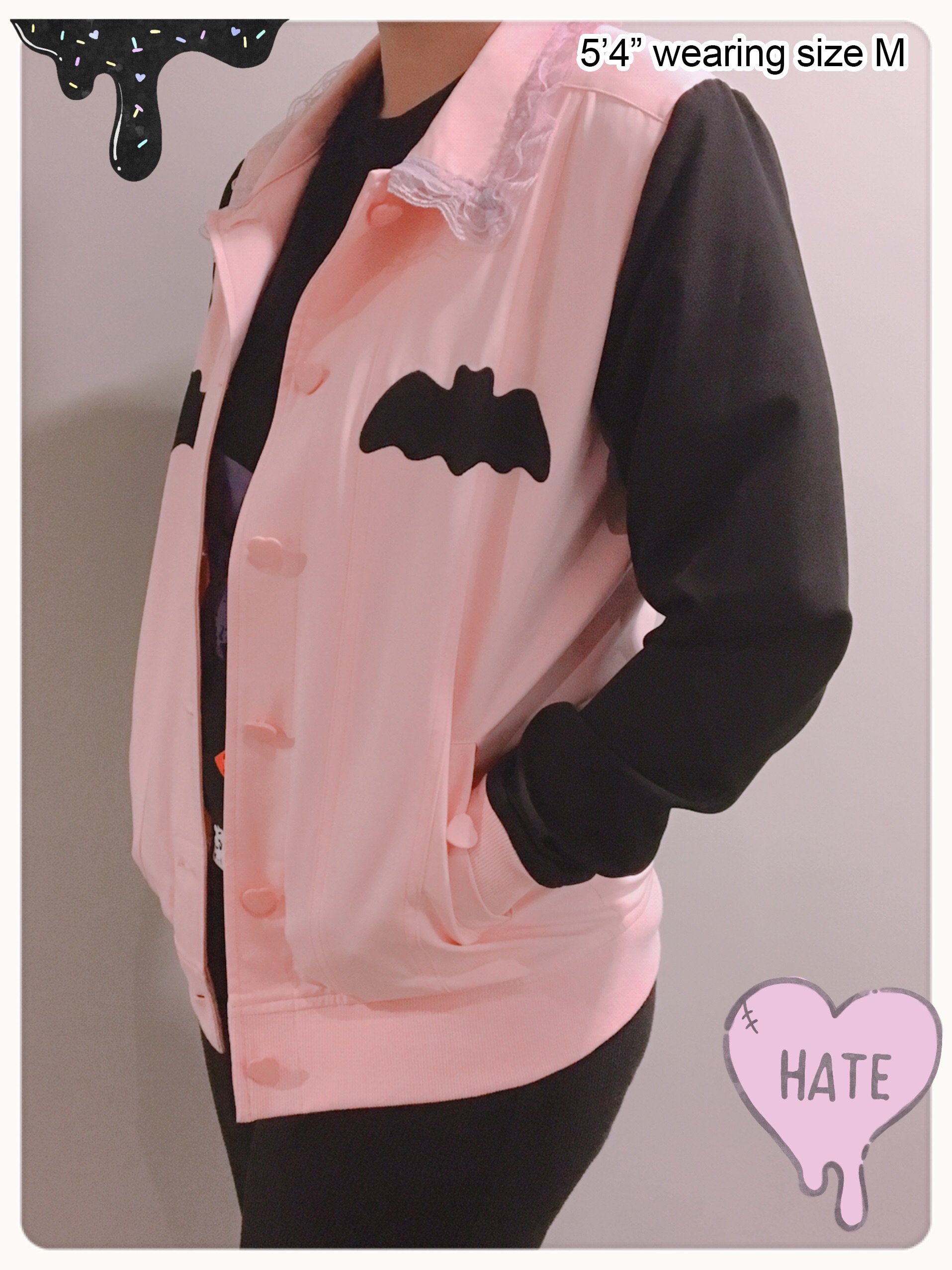 Lovely Sinner Pastel Pink Bat Jacket by fawnbomb - peachiieshop