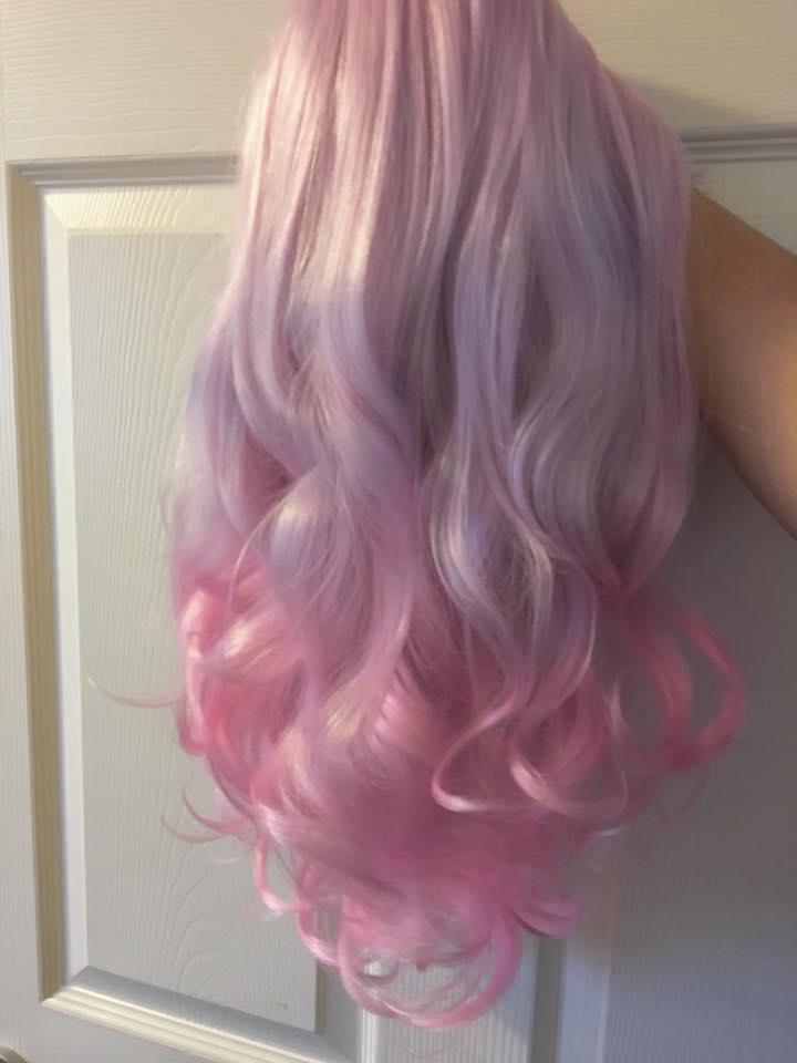 PINK MOON Wig Harajuku Kawaii Cute Fluffy Wavy Curly Long Pastel Emo Pinky - peachiieshop