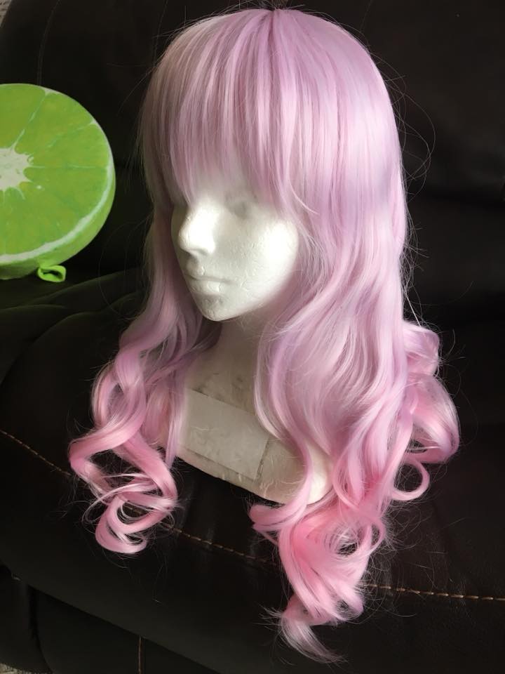 PINK MOON Wig Harajuku Kawaii Cute Fluffy Wavy Curly Long Pastel Emo Pinky - peachiieshop