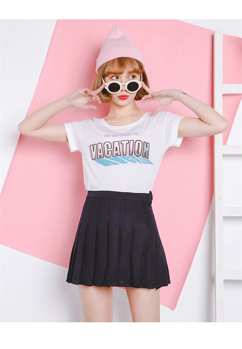 Simple Japan School Uniform Pleated Skirt (6 colours) - peachiieshop