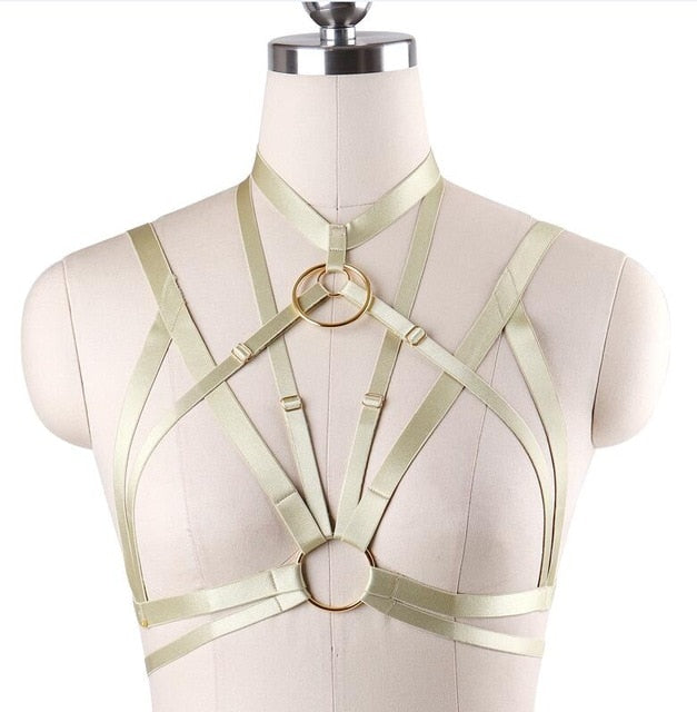 Evalynn' O-Ring Stretchy Cage Bra Harness 9 colours – JellyPinch