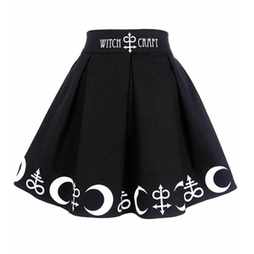 WITCH CRAFT SKIRT Punk Gothic Harajuku Pastel Goth Soft Grunge Tumblr High Waist Pleated Mini Skirt - peachiieshop