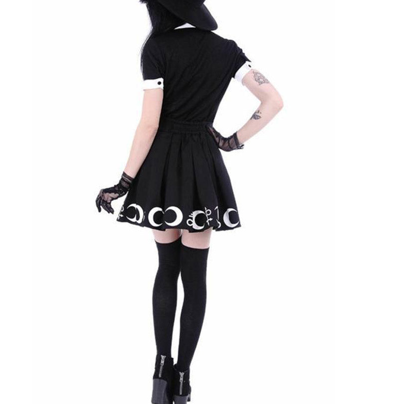 WITCH CRAFT SKIRT Punk Gothic Harajuku Pastel Goth Soft Grunge Tumblr High Waist Pleated Mini Skirt - peachiieshop