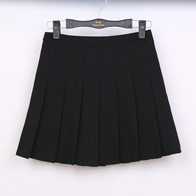 Simple Japan School Uniform Pleated Skirt (6 colours) - peachiieshop