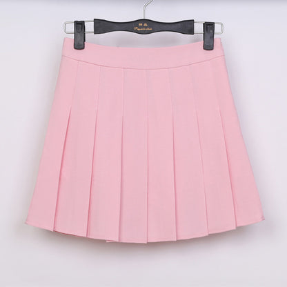 Simple Japan School Uniform Pleated Skirt (6 colours) - peachiieshop