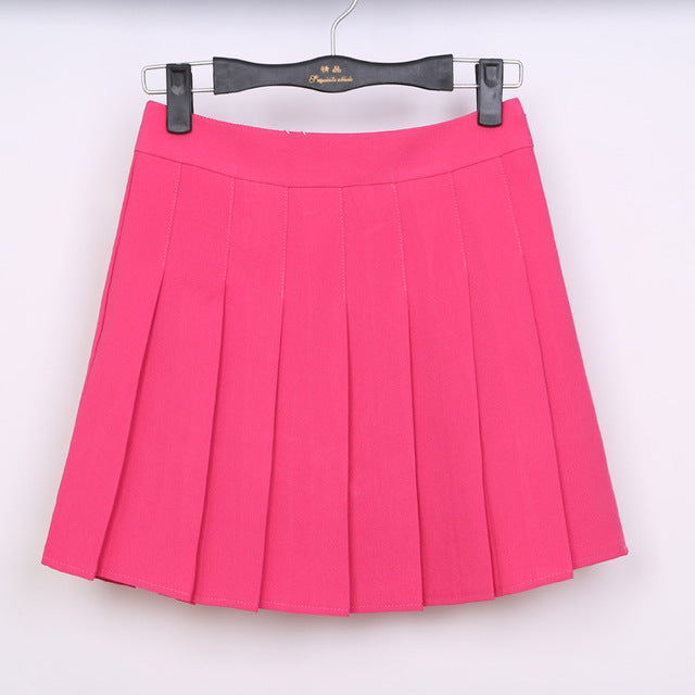 Simple Japan School Uniform Pleated Skirt (6 colours) - peachiieshop