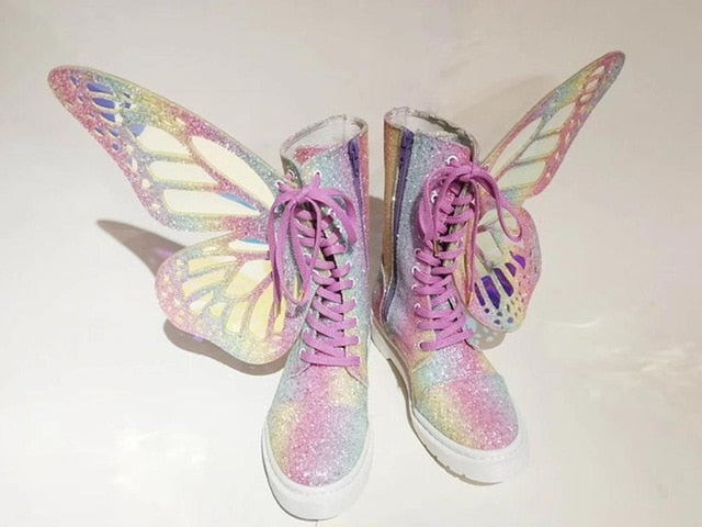 HOLO BUTTERFLY Rainbow Sneaker Boots - peachiieshop